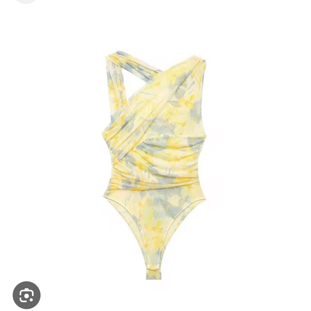 Zara Yellow and Blue Floral Bodysuit